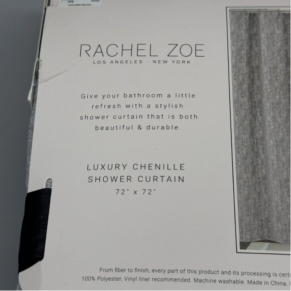 Rachel Zoe Luxury Gray Silver Chenille SHOWER CURTAIN Holidays Christmas Elegant - Picture 6 of 10